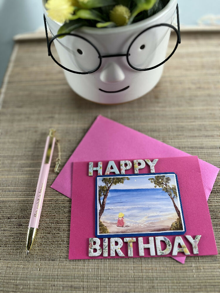 Handmade birthday card original artwork