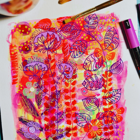 Original Hand Painted Art : Whimsy In Full Bloom