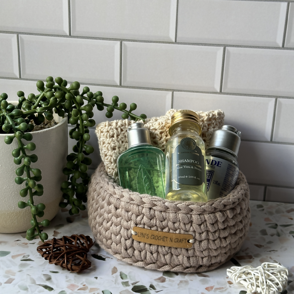 Beige Crochet Handmade baskets - small