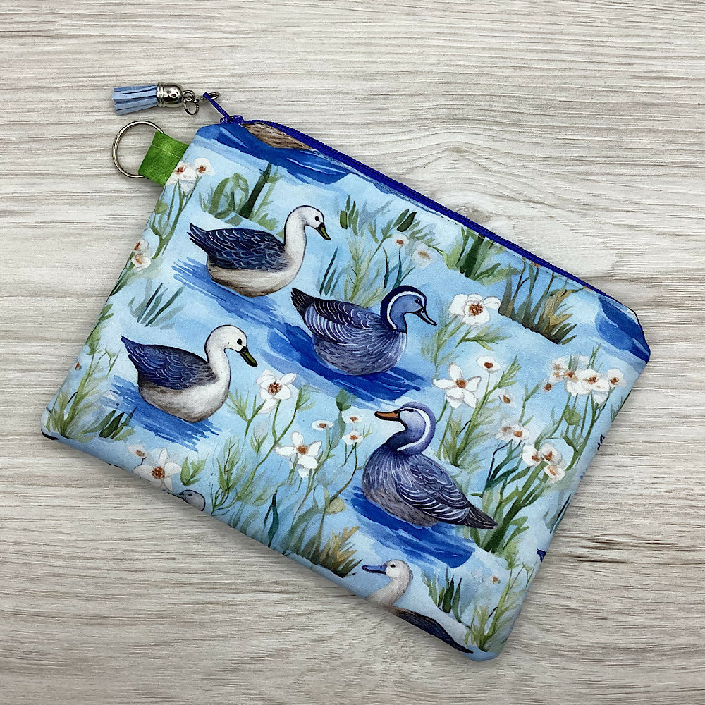 Ducks Zip Pouch (21cm x 16cm) Fully lined, lightly padded