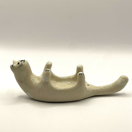 White patches Cat Spoon Rest small dish