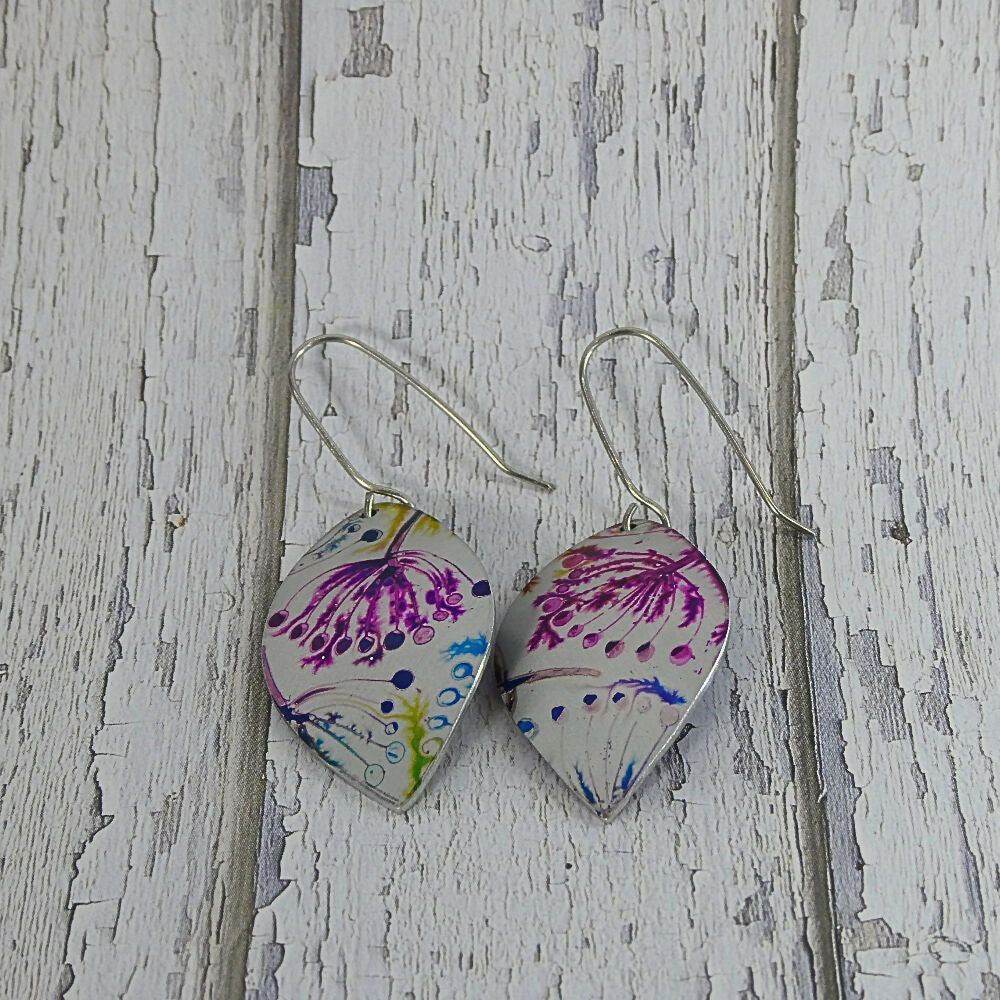 Printed Australian floral anodised aluminium earrings