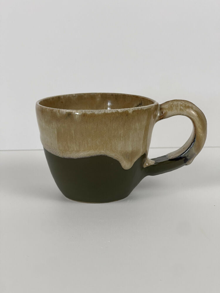 Australian Ceramic Pottery Artist Ana Ceramica Home Decor Kitchen and Dining Cups & Glassware Small Ceramic Mug Caramel Latte and Avocado Australian Handmade