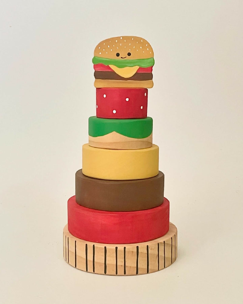 Ring stacker with hamburger topper.