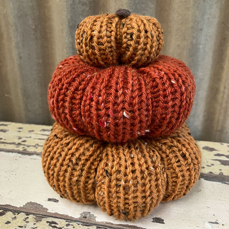 Knitted Pumpkin Decor Stack for Halloween and Beyond! - Colourway 2