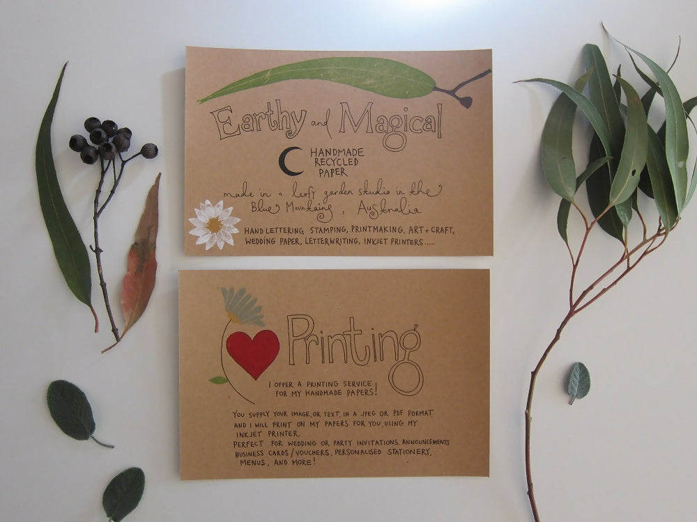 White Handmade Recycled Paper Sheets / Printable Stationery