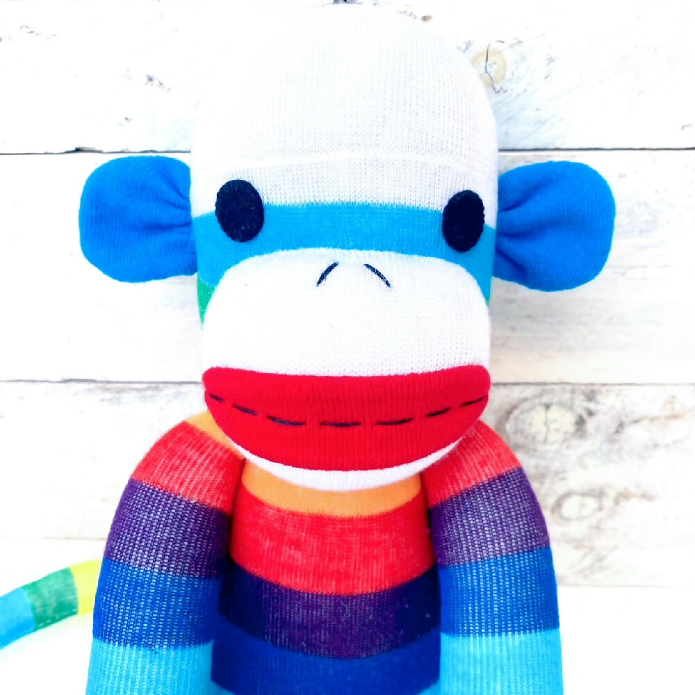 Elliott-Sock Monkey-Rainbow-Soft Toy-2