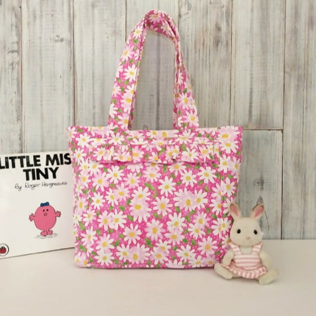 Pink Daisies kid's ruffle pocket handbag - Gift for little girl