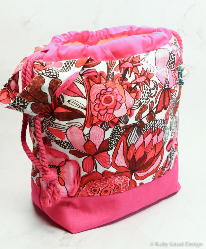 Large Knitting Project Bag - Pink Australiana