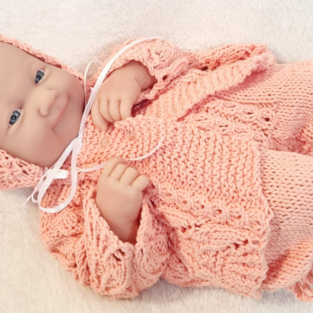 4pce Reborn Baby/Premmie Baby hand knitted outfit. E001