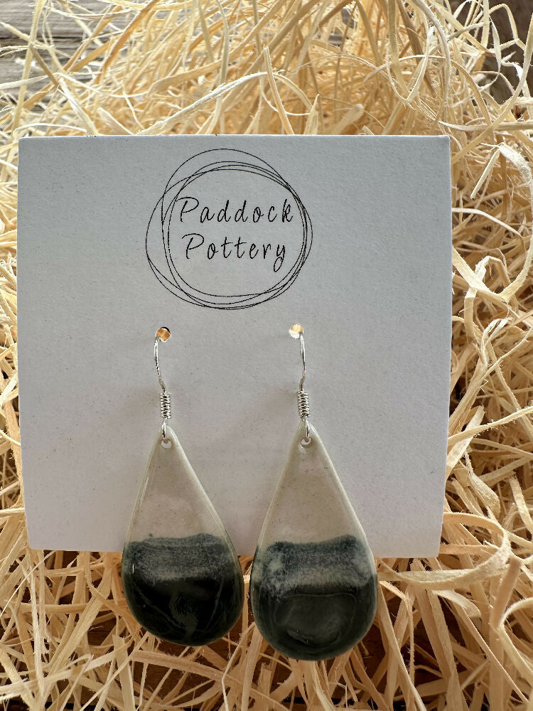 Paddock Pottery - Handmade Ceramic Earrings Teardrop with Silver Hook