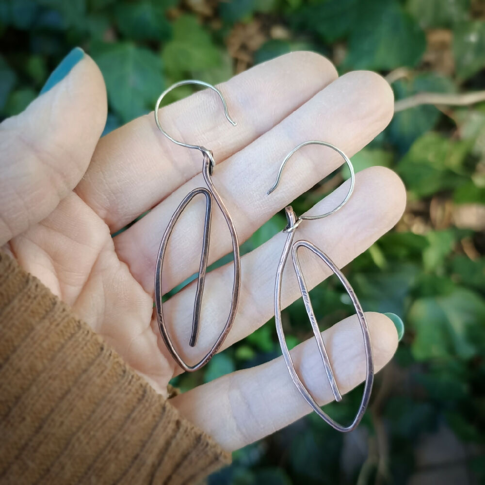 Silver & Copper Lady Garden Dangle Earrings