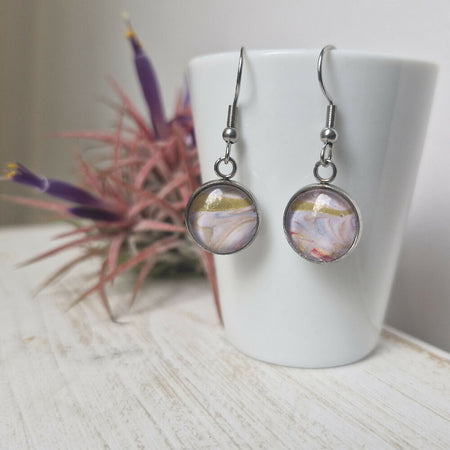 Pastel Pink Hues Stainless Steel Earrings