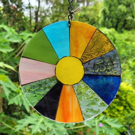 Serene Stained Glass Mosaic Sunrise