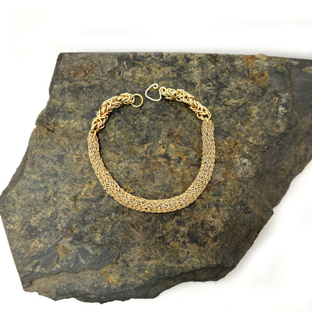 Cholla | Knitted wire and byzantine chain bracelet