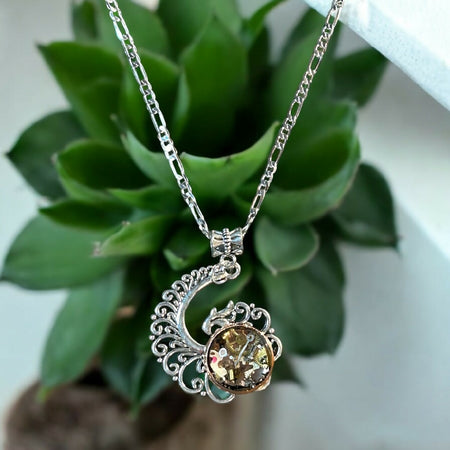 Steampunk filigree swirl watch pieces necklace