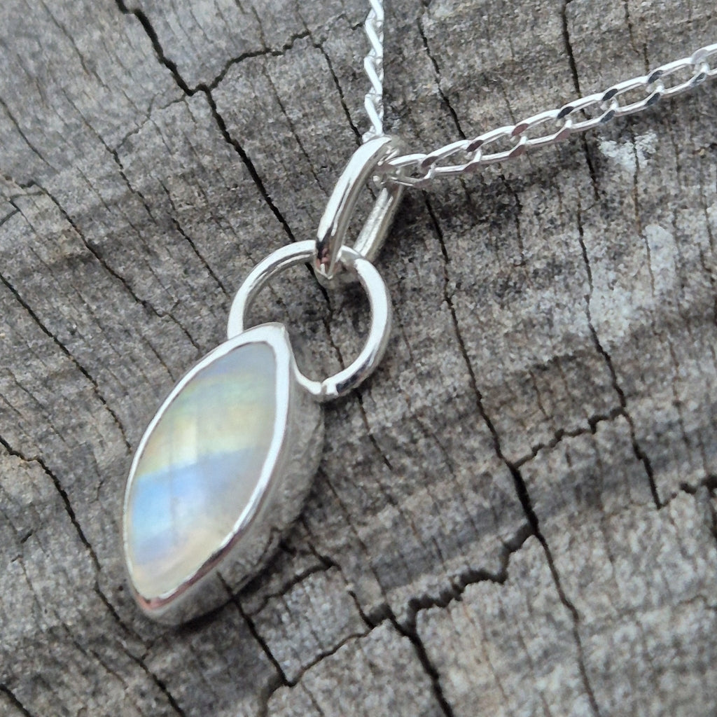 Rainbow Moonstone Sterling Silver Pendant