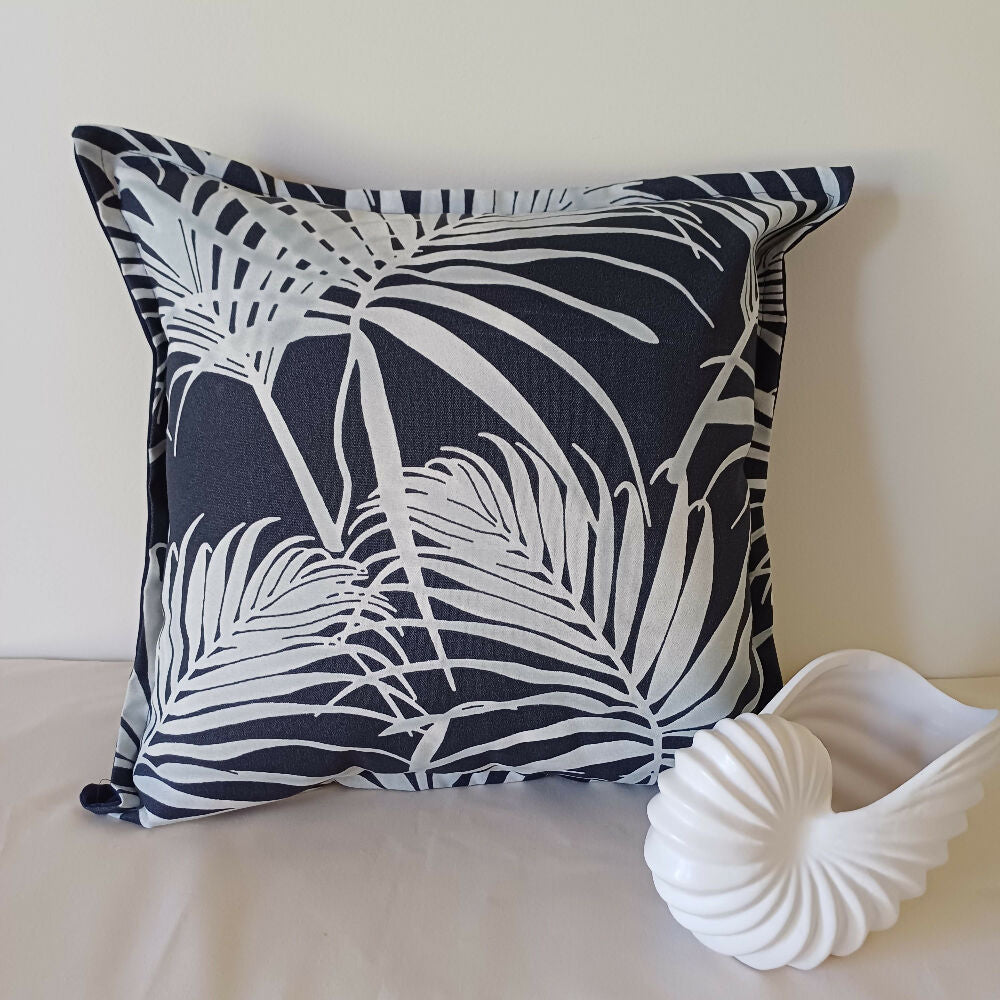 Outdoor Cushions - Navy and White - Palm Leaf