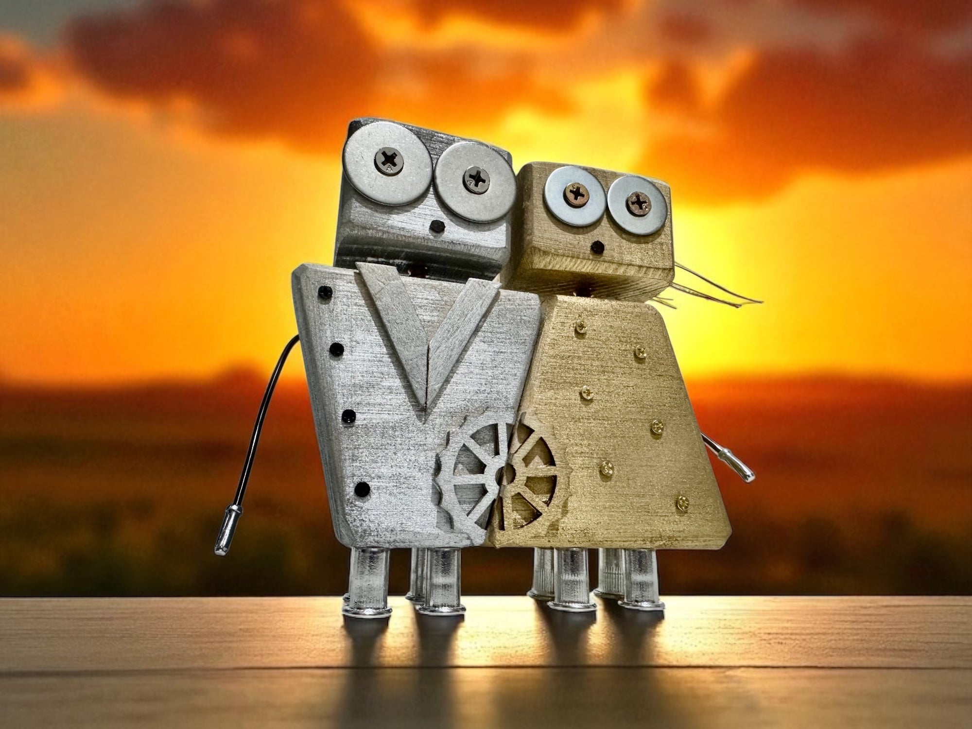 Rivet & Rose – Wooden Robot Couple