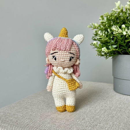 Made to Order | Forest Friend | Unicorn | Mini | Crochet Baby Doll | 14cm