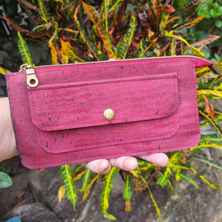 Eco-friendly Cork Wallet with Flap in Red Wine | Slim, Sustainable