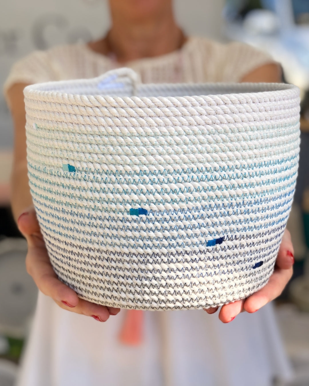 Cotton Rope Storage Basket - Blue Ombre