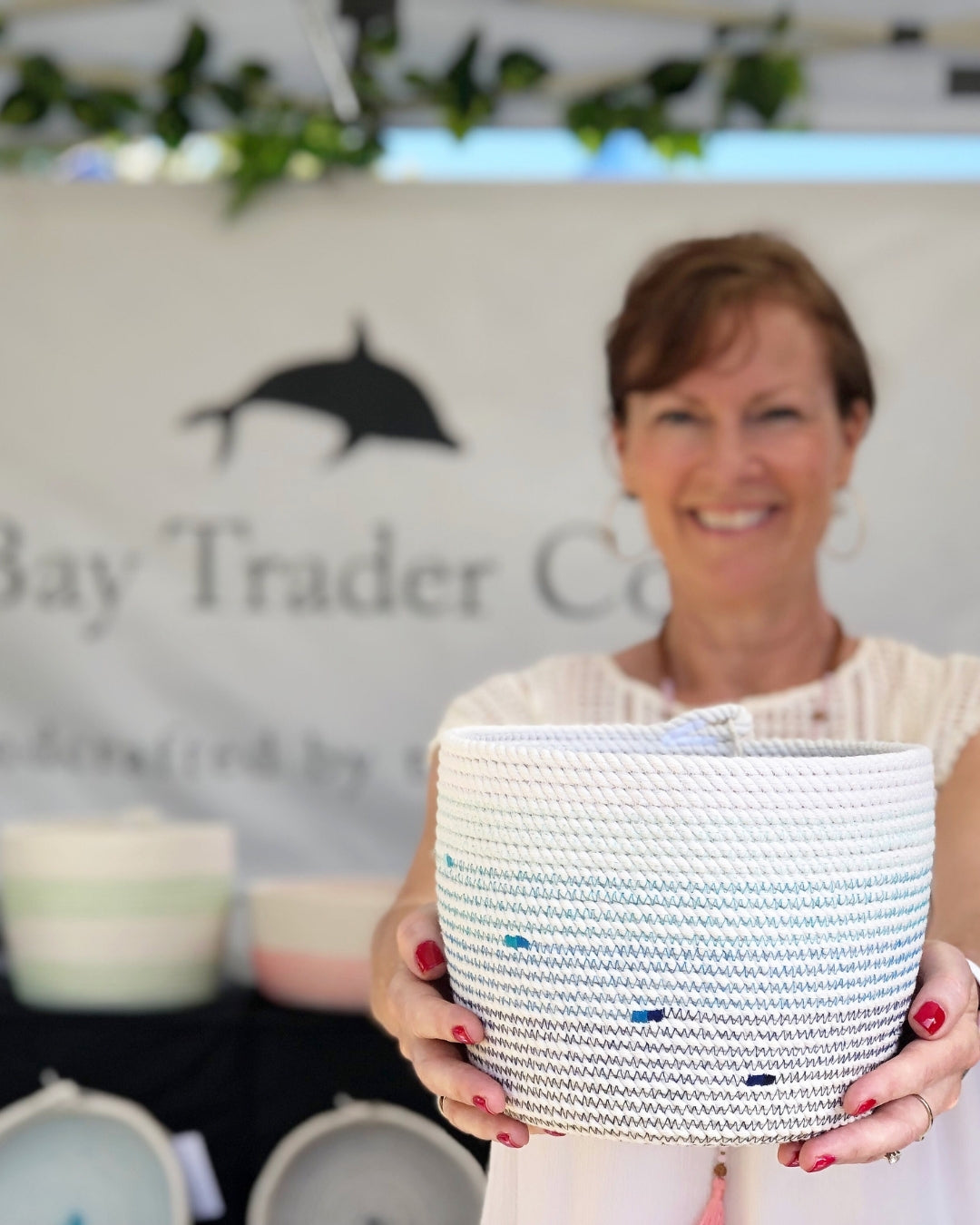 Cotton Rope Storage Basket - Blue Ombre