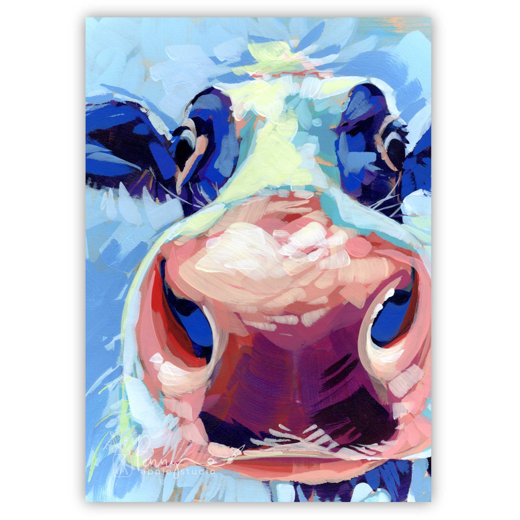 (1) Cow Fridge Magnet – Expressive Mini Art