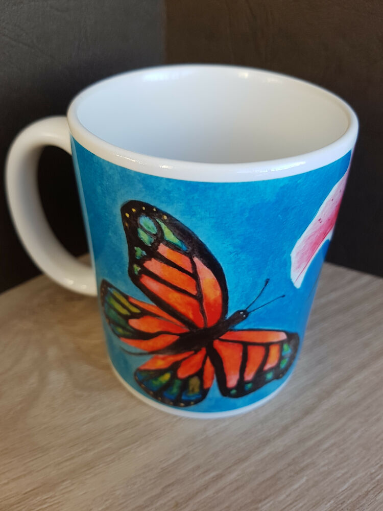 Art Print Butterfly and Lillium Mug