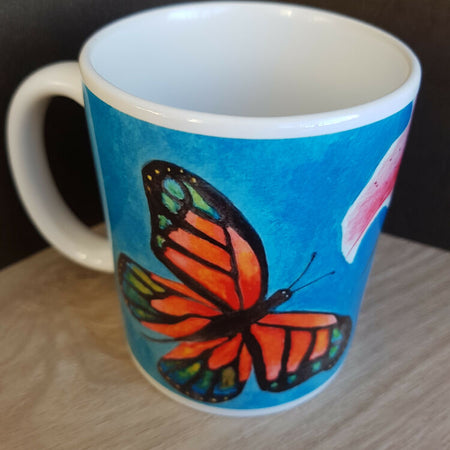 Art Print Butterfly and Lillium Mug