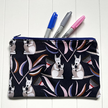 Kangaroos pencil case navy