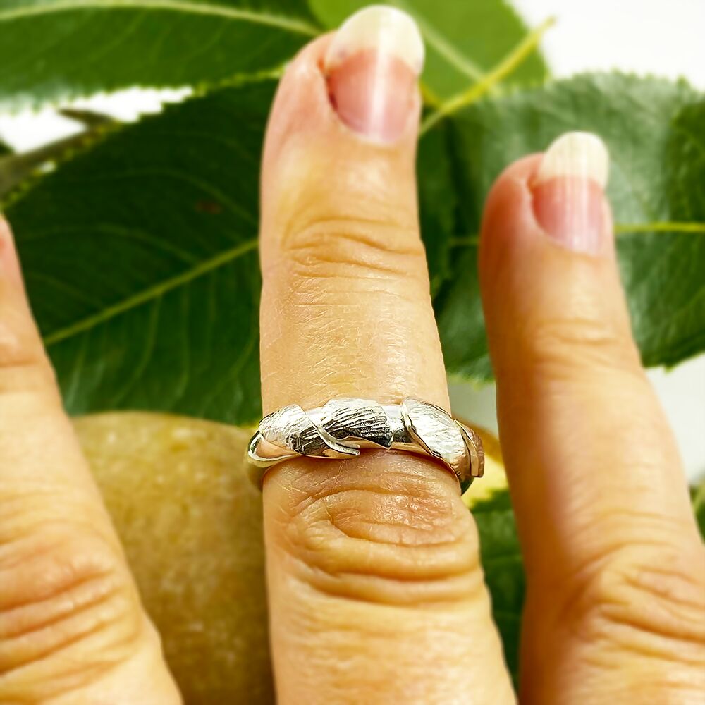 Argentium Silver Autumn Leaf Ring
