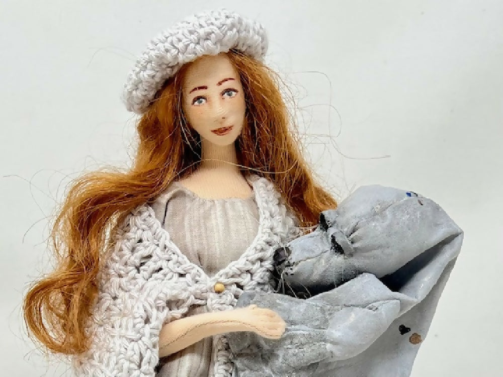 Selkie art doll, cloth seal, mixed media art sculpture