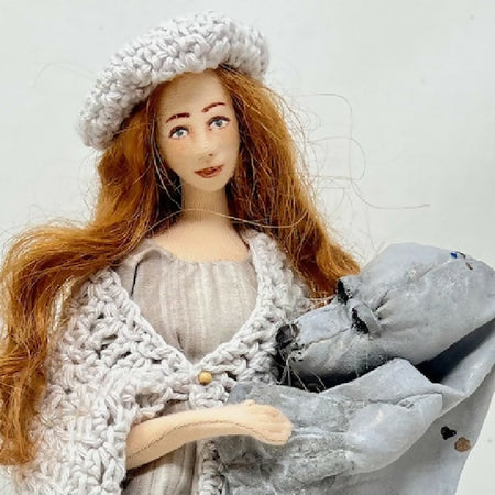 Selkie art doll, cloth seal, mixed media art sculpture