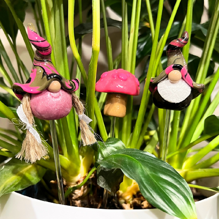 Girl/Boy/toadstool Gnome House Plant Companion Trio (on removable sticks) - Milly & Billy