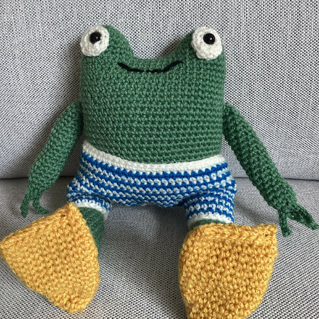 Victor the Frog - crocheted toy