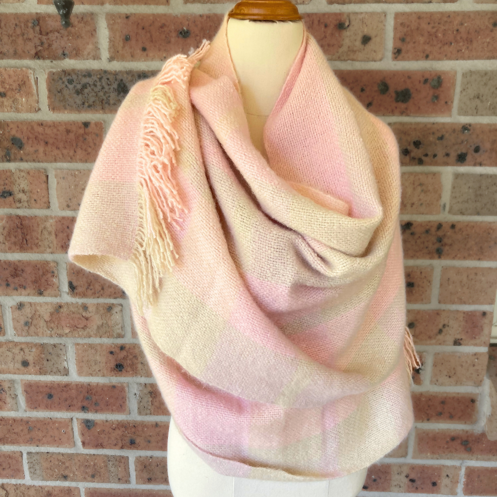 alpaca-scarf-shawl-handwoven-pink-cream-entangled-happiness-handwovens-mannequin-wrapped