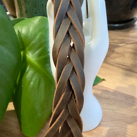 Brown Mystery Braid Leather Cuff Bracelet