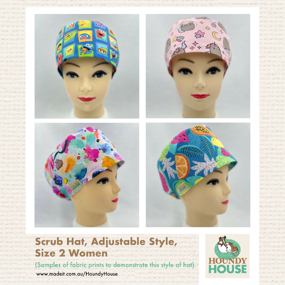 Houndy House scrub hat adjustable style size 2 women samples