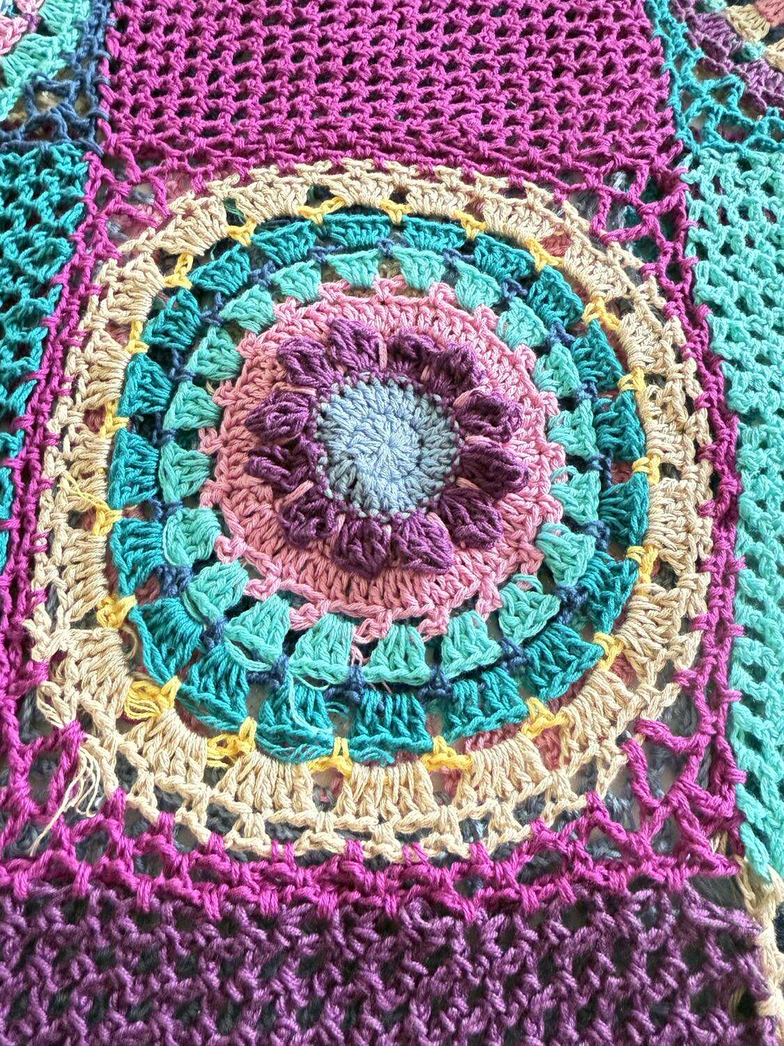 One of a kind Cotton blend hand crochet Sweater – Boho Patchwork Style