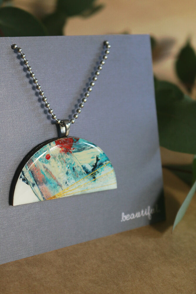 Sea and Sky Collection| Pendant necklace | Blue teal gold