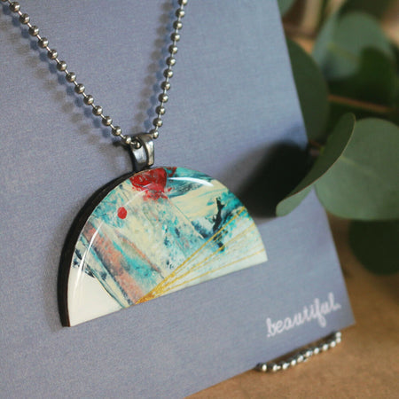 Sea and Sky Collection| Pendant necklace | Blue teal gold