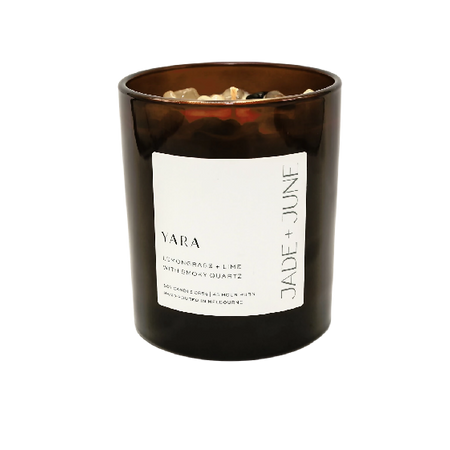 YARA CANDLE | Lemongrass + Lime with Smoky Quartz
