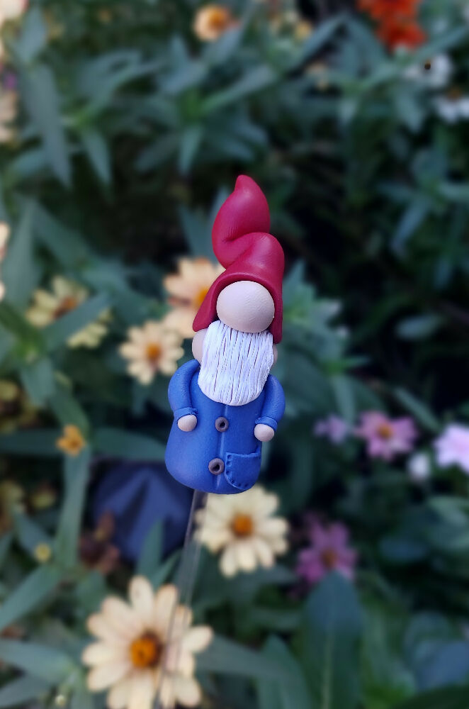 Tiny Gnome - Classic red and blue - Handmade Polymer Clay