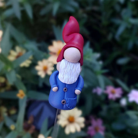 Tiny Gnome - Classic red and blue - Handmade Polymer Clay
