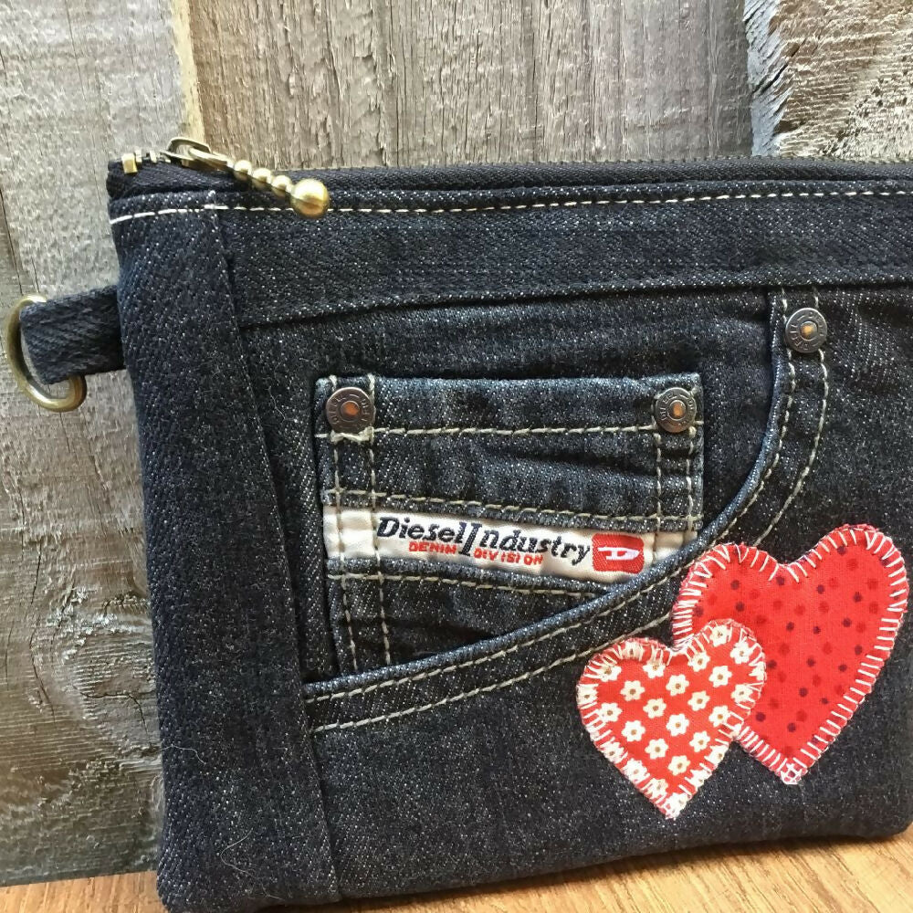 Upcycled Denim Coin Purse – Black Denim Pocket