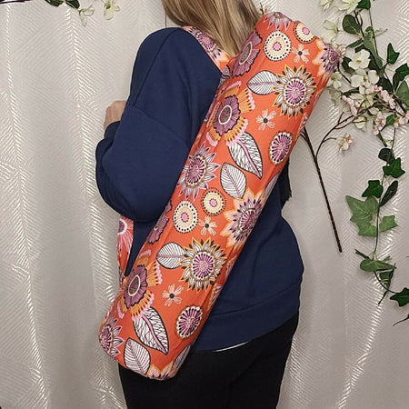 Yoga/Pilates Mat Bag - Orange Floral
