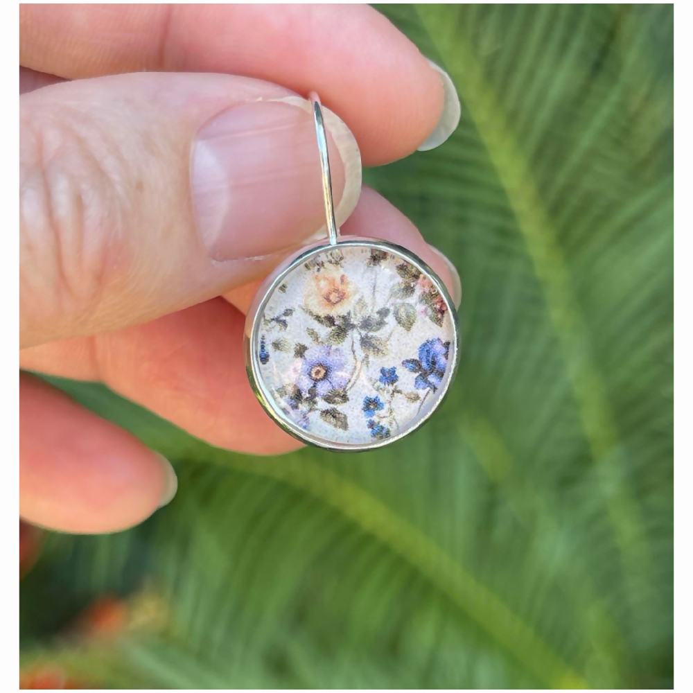 Spring Flower Earrings in Blues and Yellows