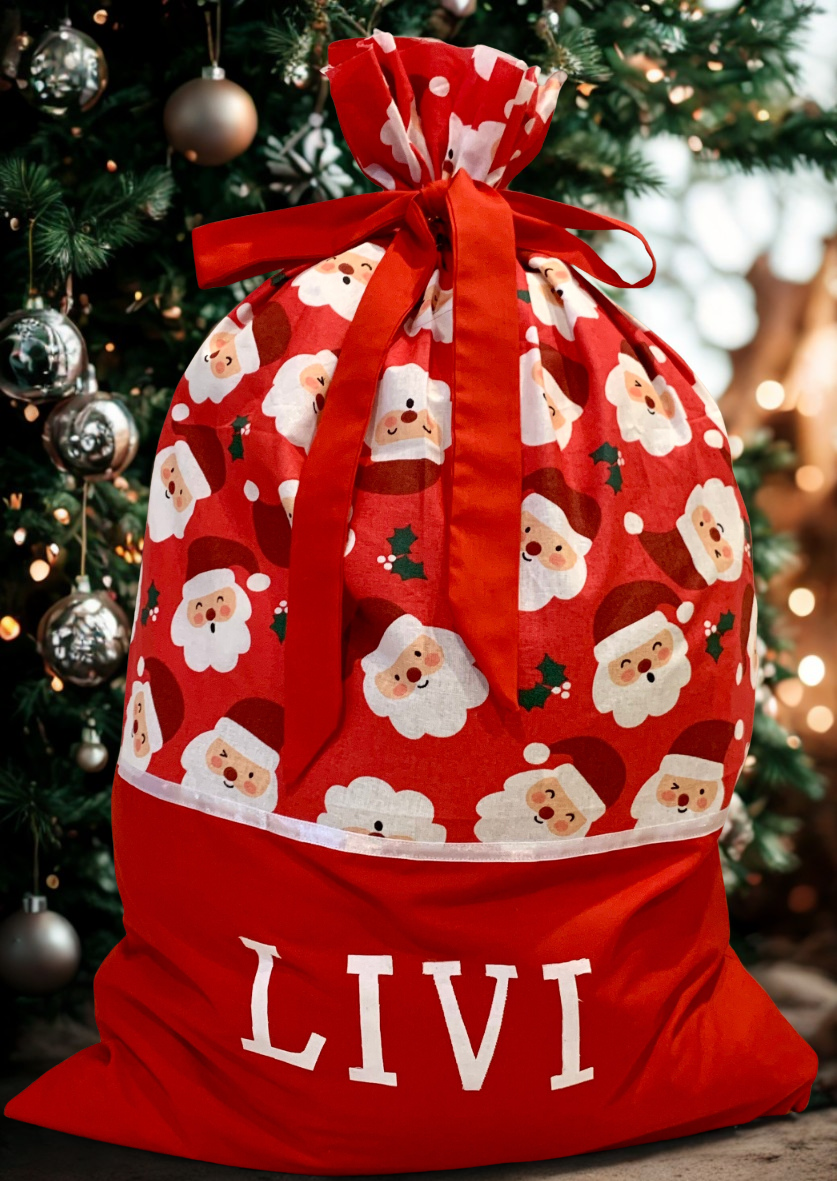 Personalised Christmas Sack - Happy Santa Print