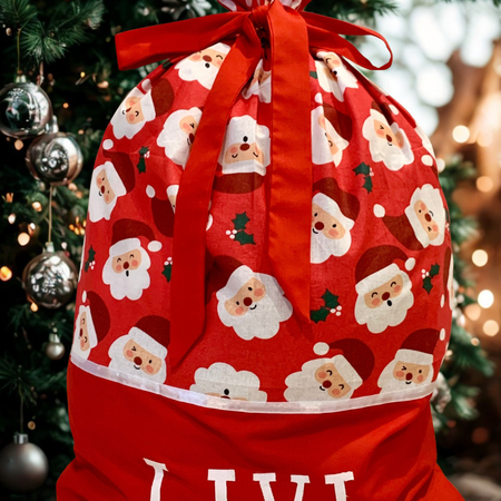 Personalised Christmas Sack - Happy Santa Print